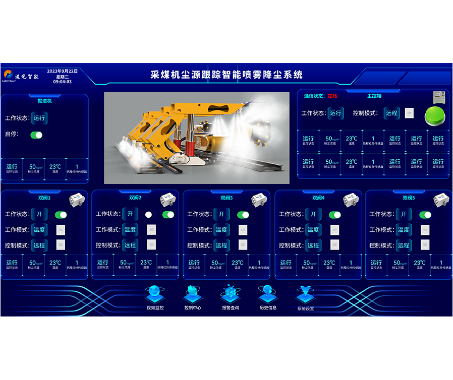 礦用采煤機塵源智能跟蹤噴霧降塵系統